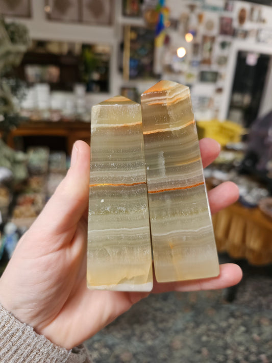 Green Banded Calcite Tower