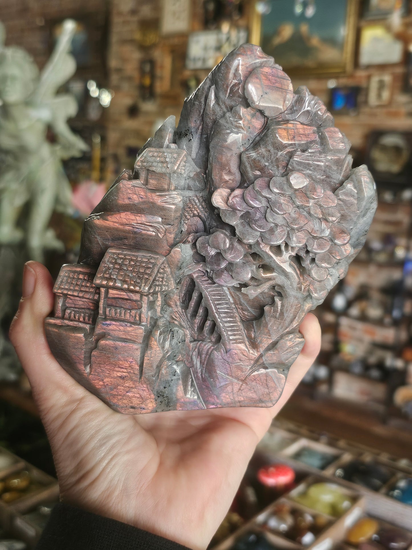Labradorite Village Carving