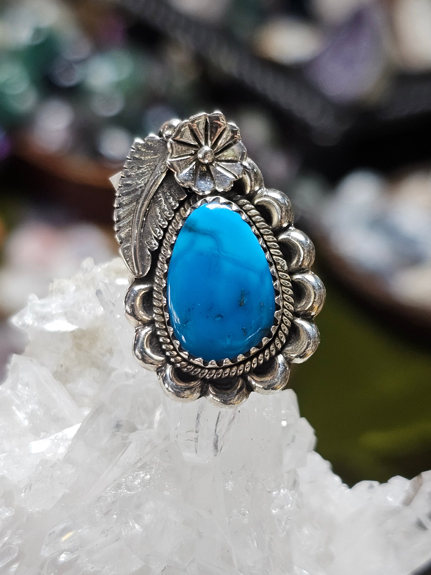 Size 8 Fox Mine Treated Turquoise Ring