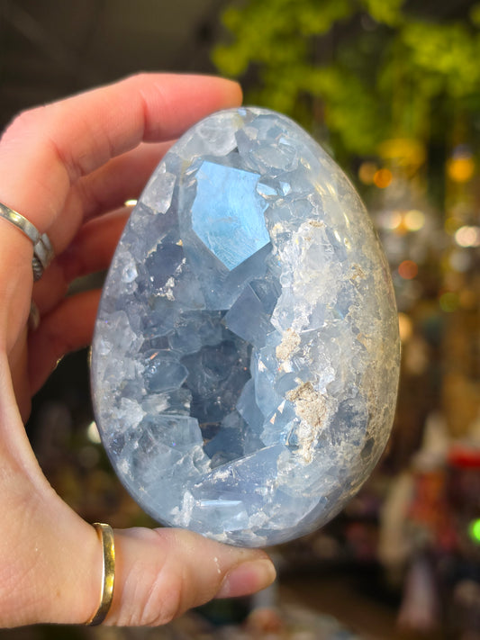 Celestite Egg Carving