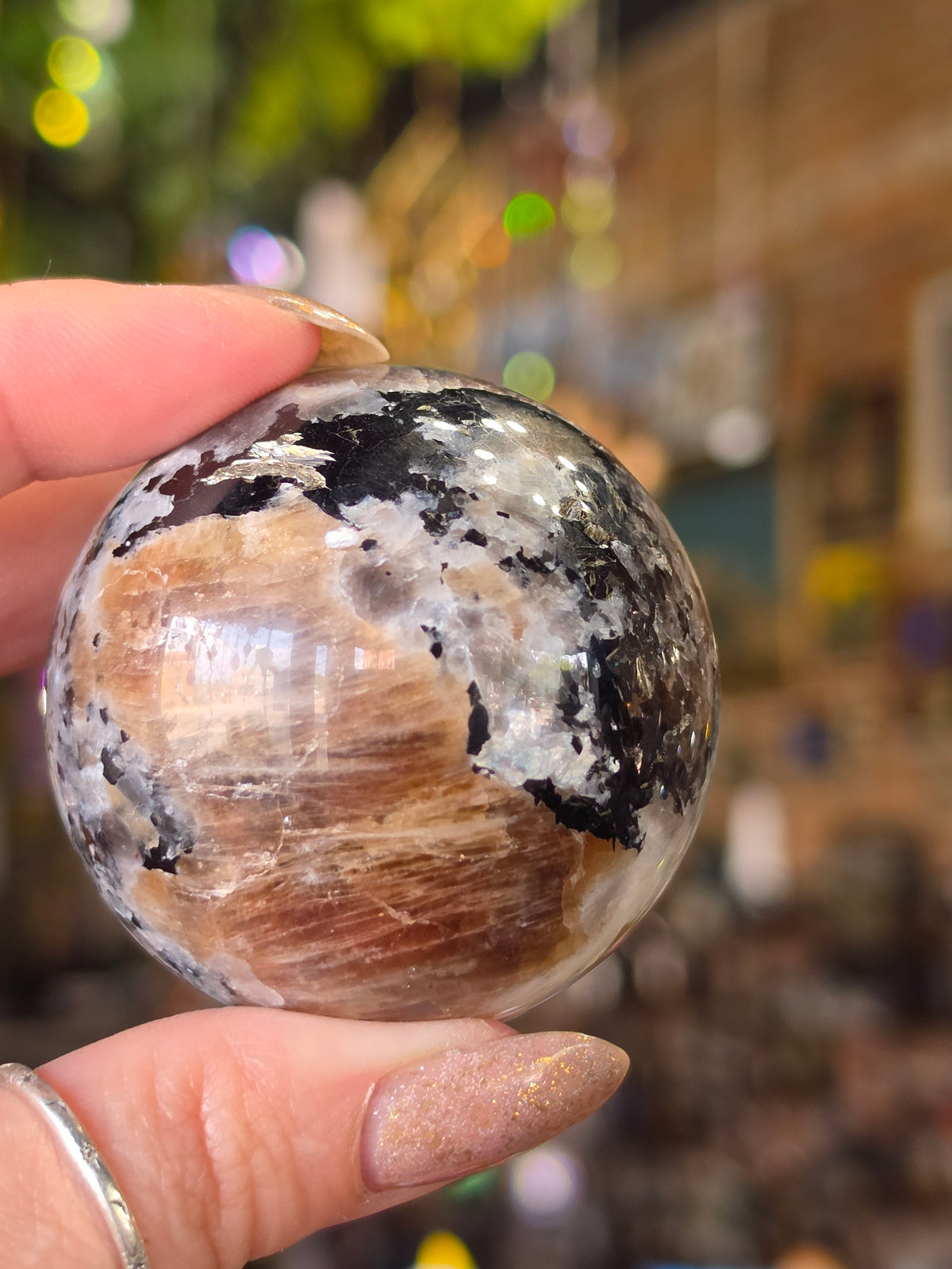 Larvikite and Sunstone Sphere