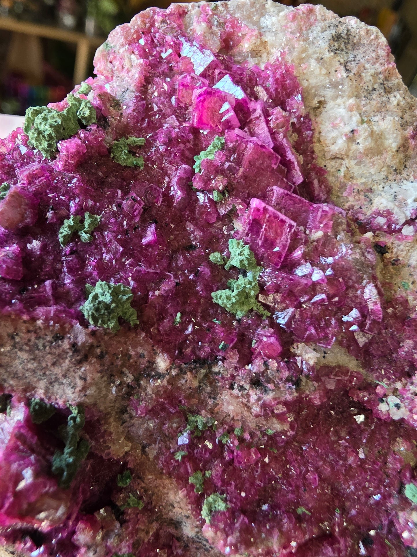 Colbalto Calcite with Malachite