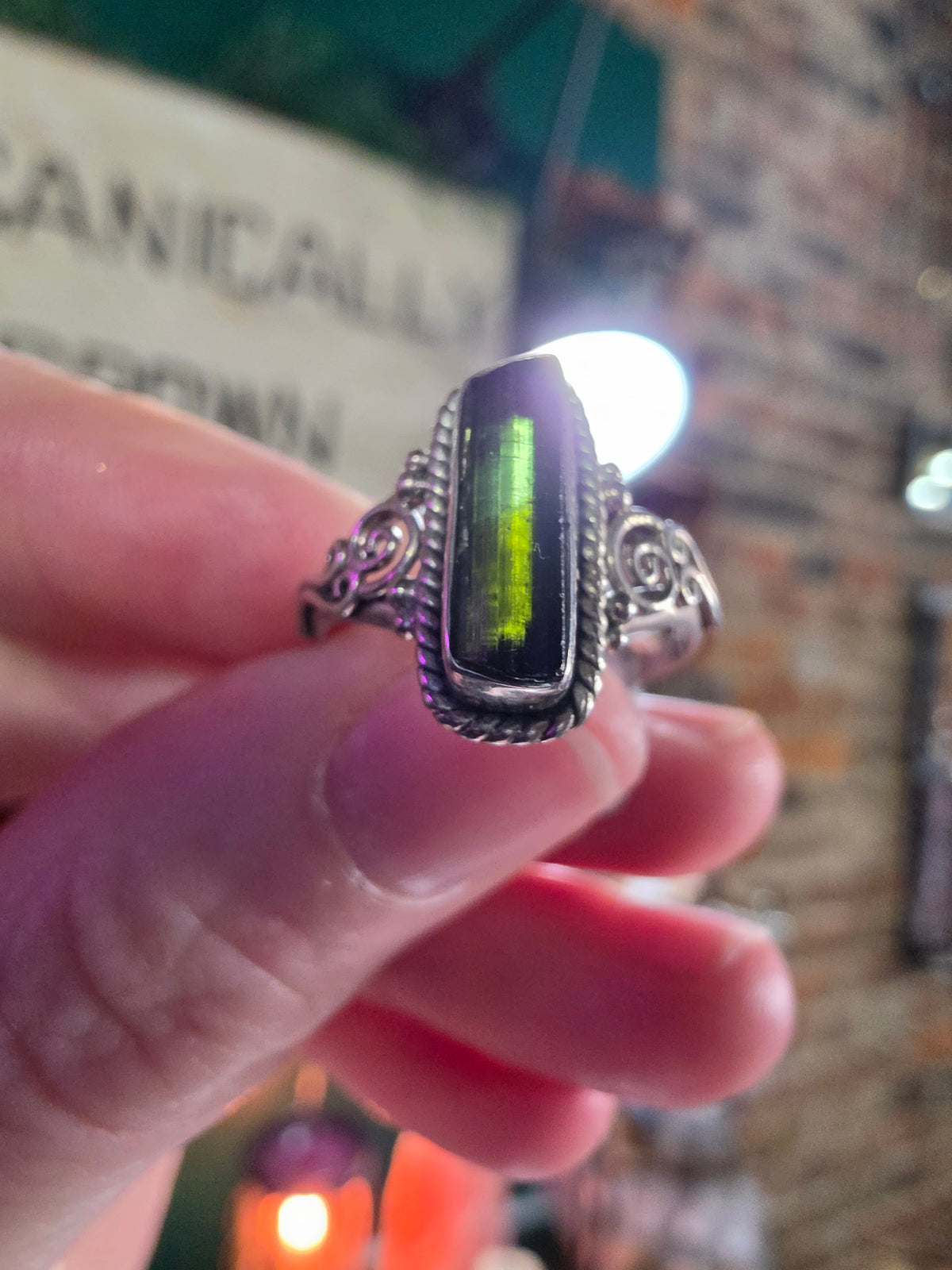 Green Tourmaline Ring Size 8