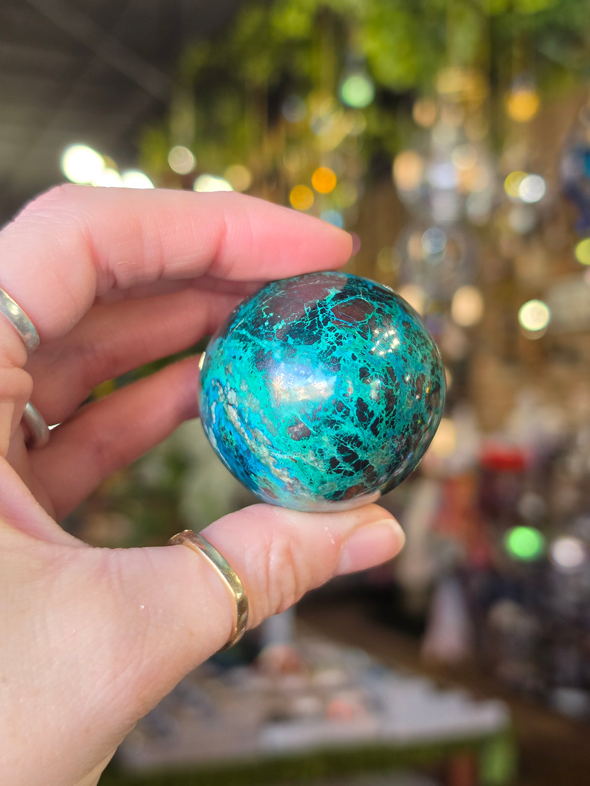 Chrysocolla & Malachite Egg Carving