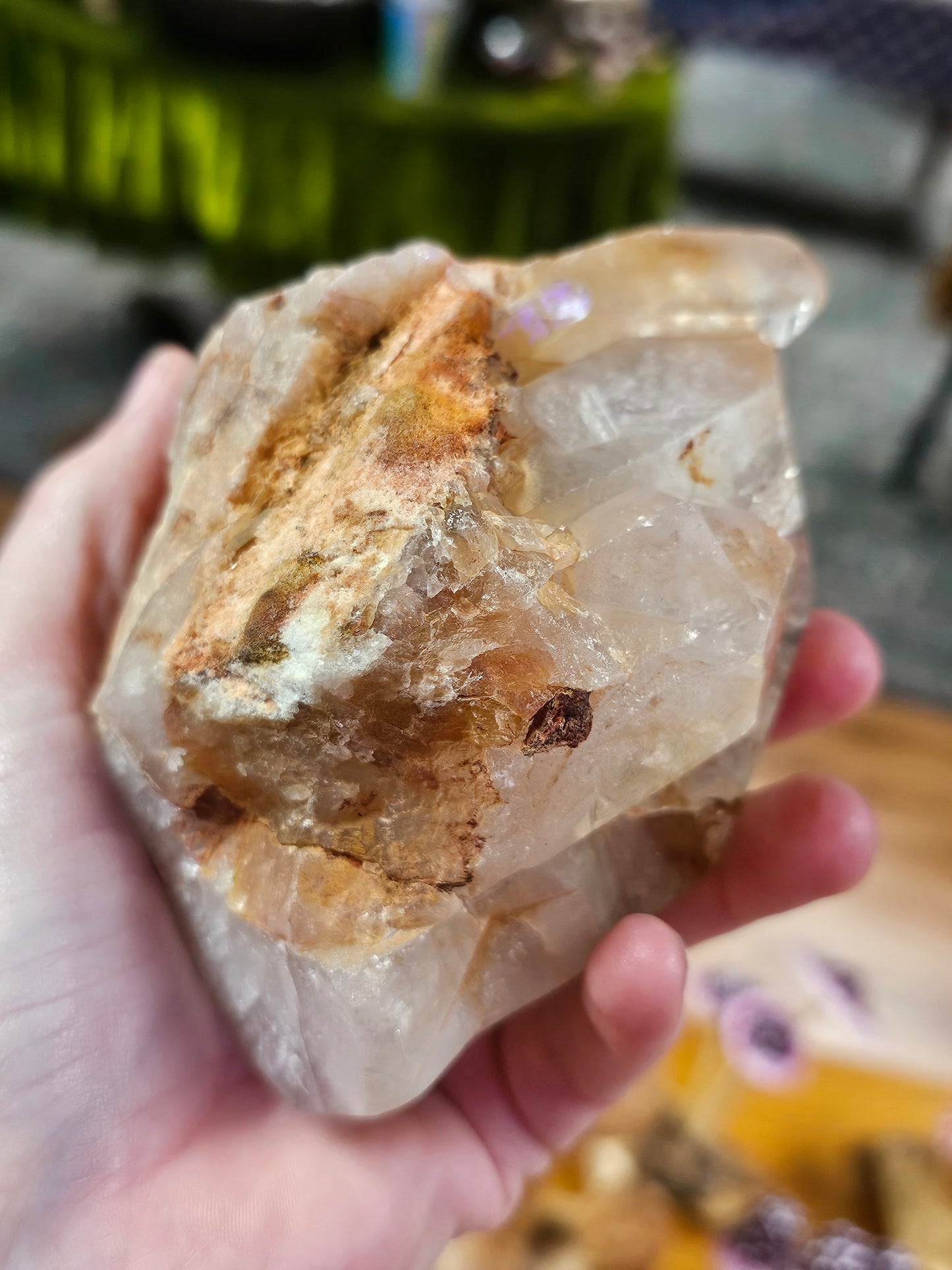 Polished Rutile and Lodilite Included Quartz Cluster