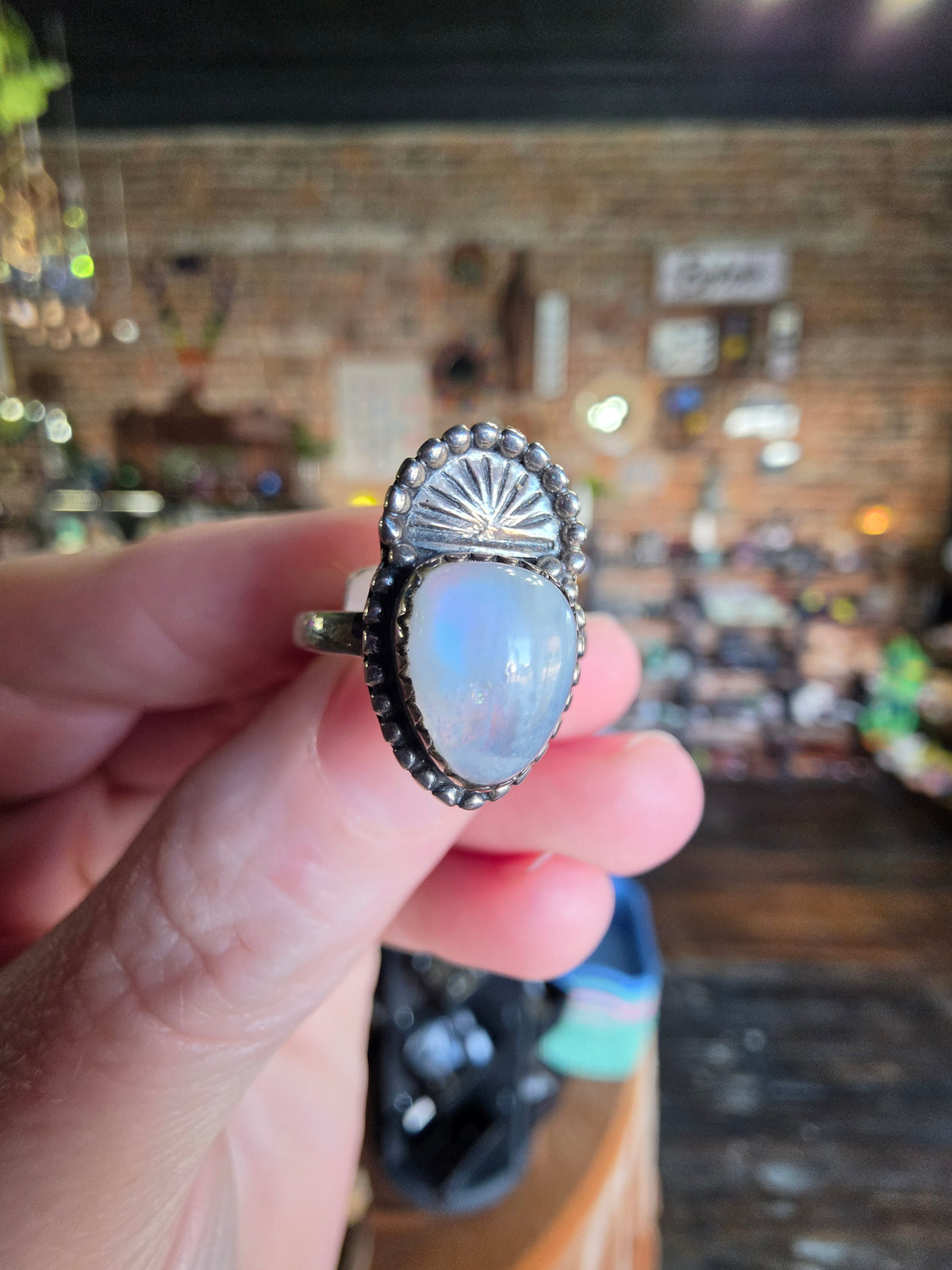 Rainbow Moonstone Ring Size 7