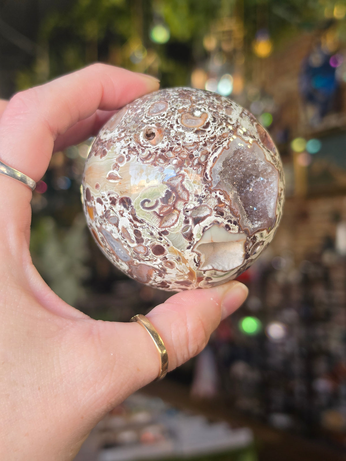 Druzy Money Agate Sphere