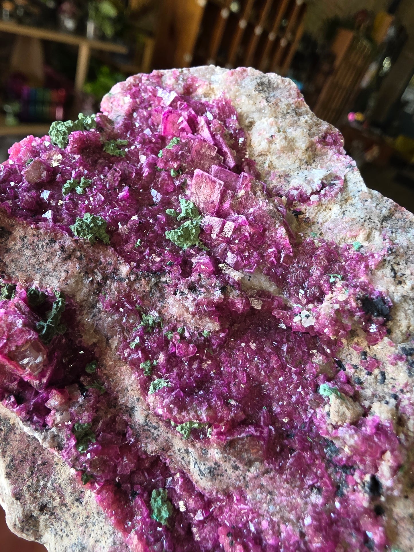 Colbalto Calcite with Malachite