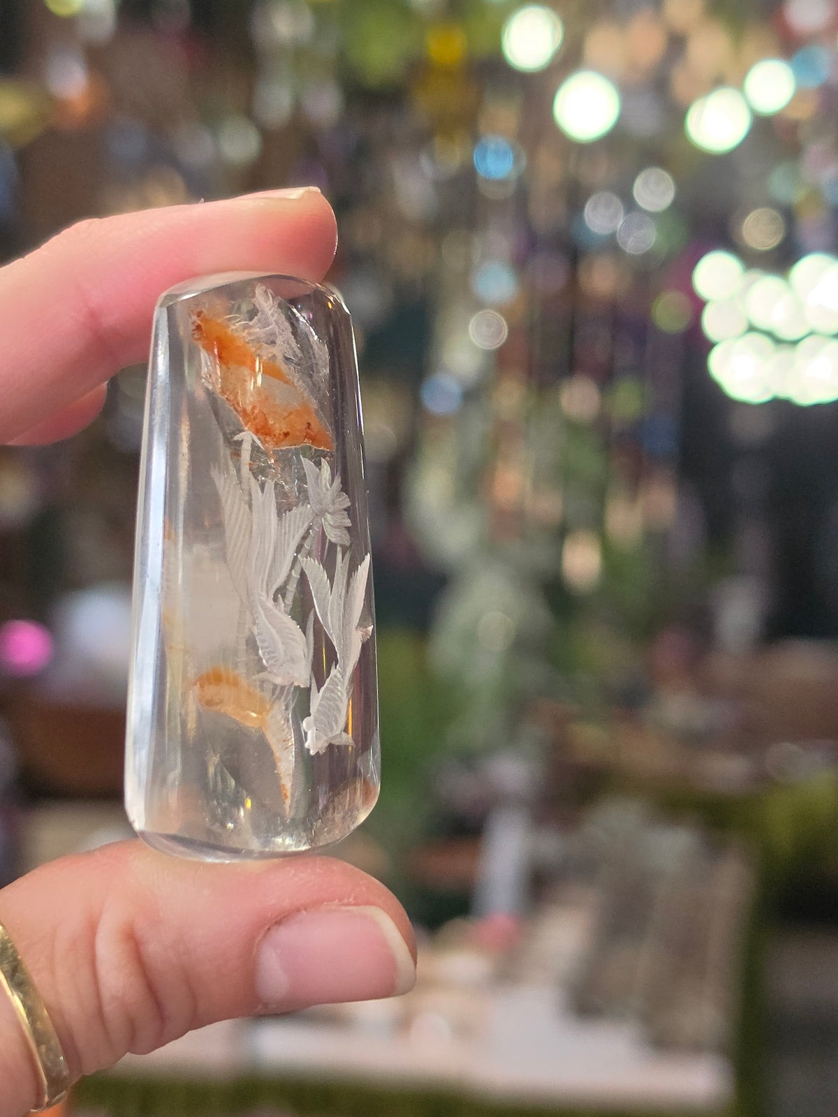 Koi Fish Lazer Engraved Iron Included Quartz