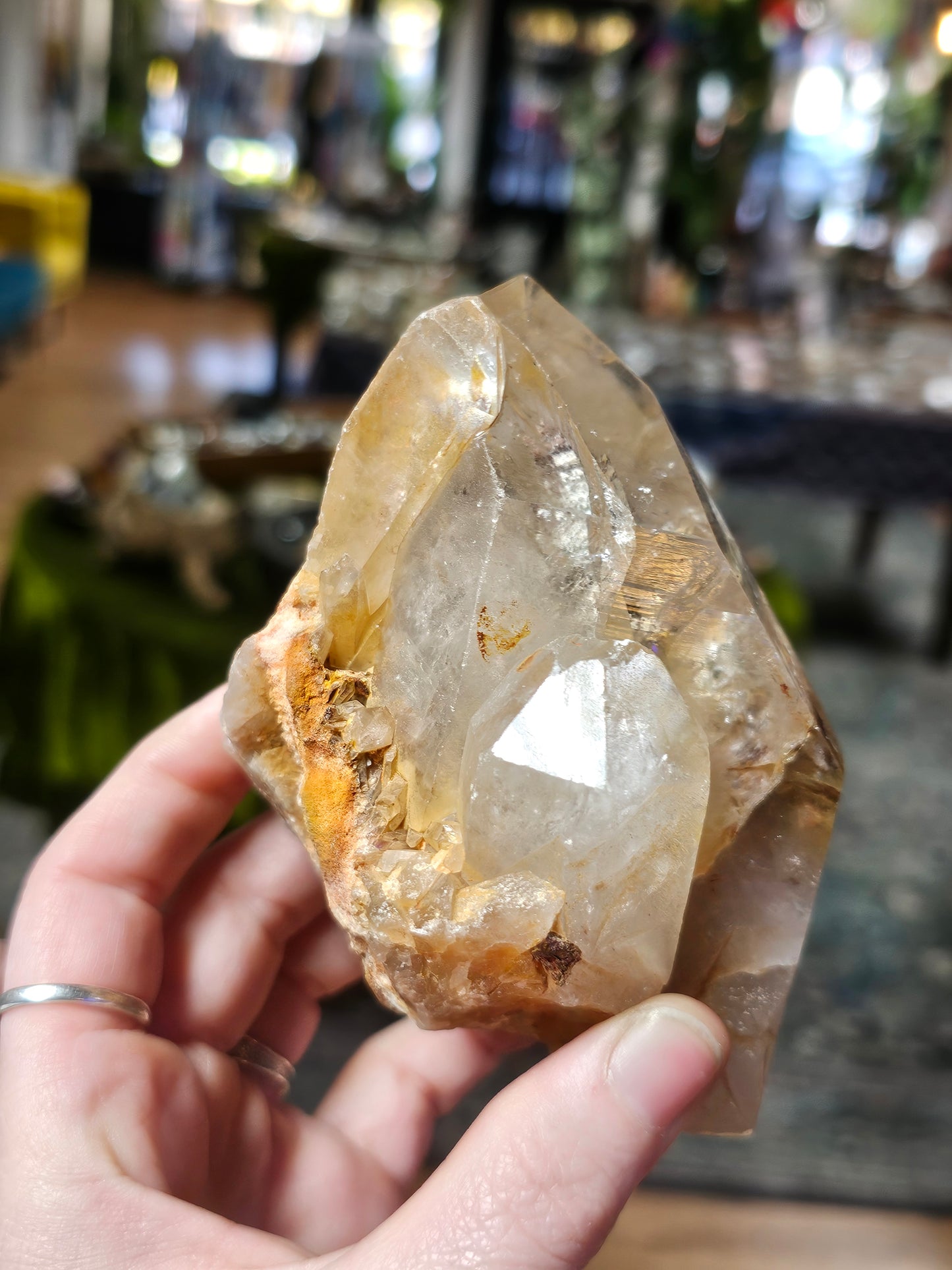 Polished Rutile and Lodilite Included Quartz Cluster
