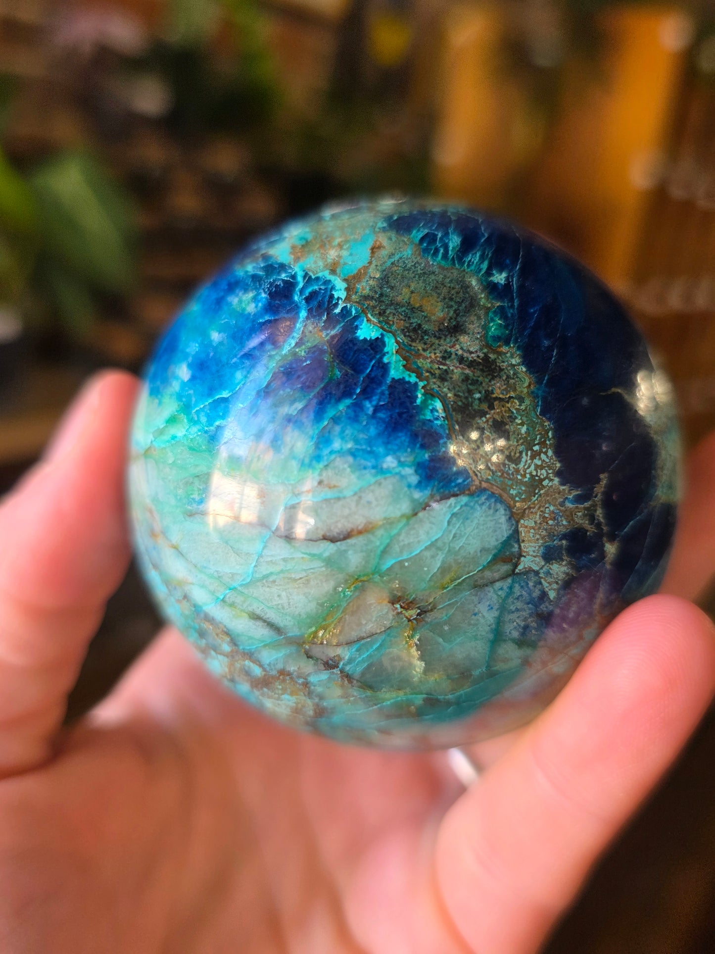 Chrysocolla and Shattukite Sphere