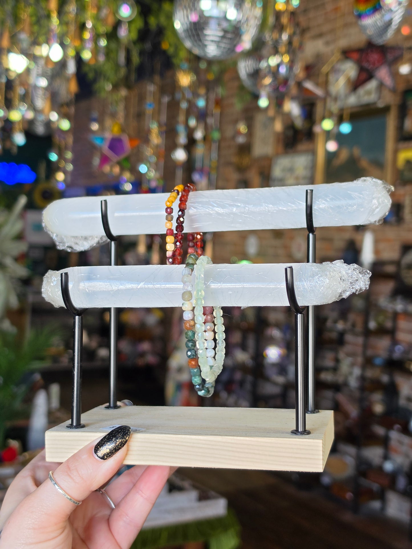 Satin Spar Jewelry Stand