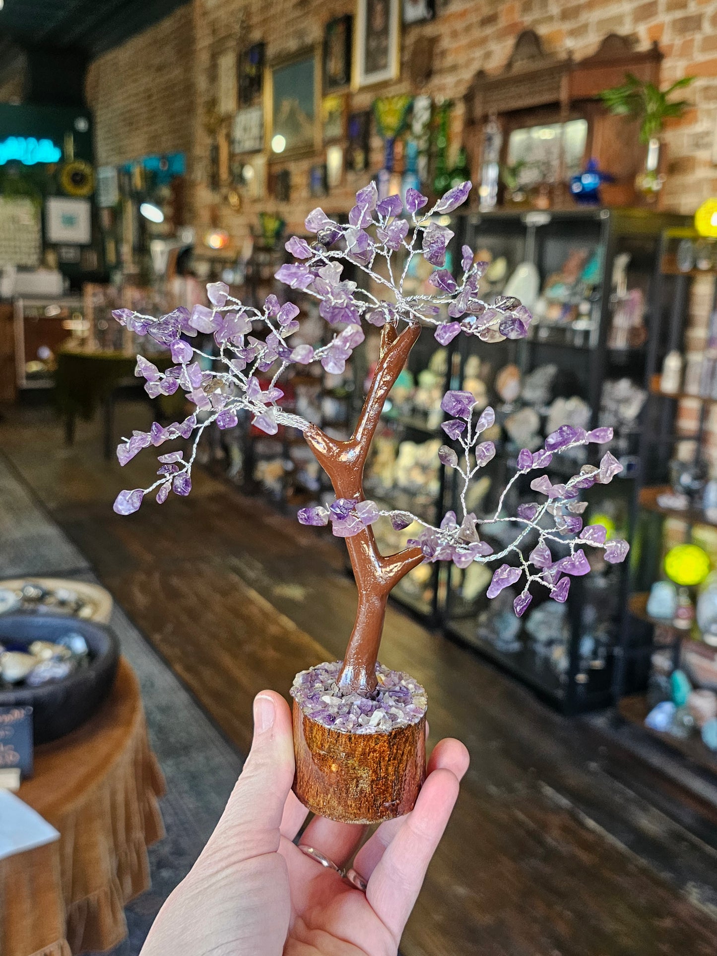 Amethyst Chip Tree on amethyst chip wood base