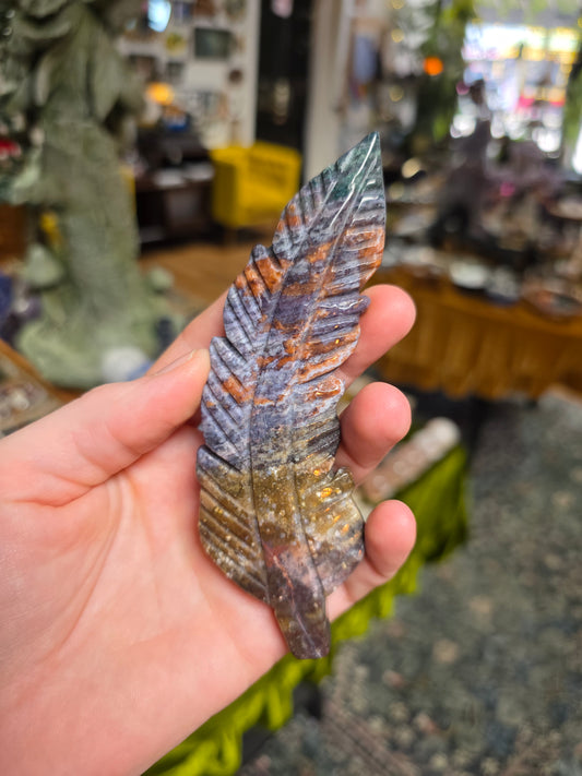 Jasper Feather Carving