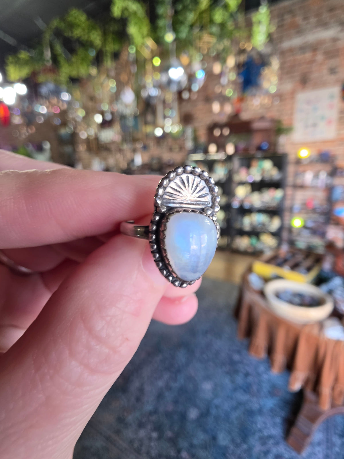 Rainbow Moonstone Ring Size 7