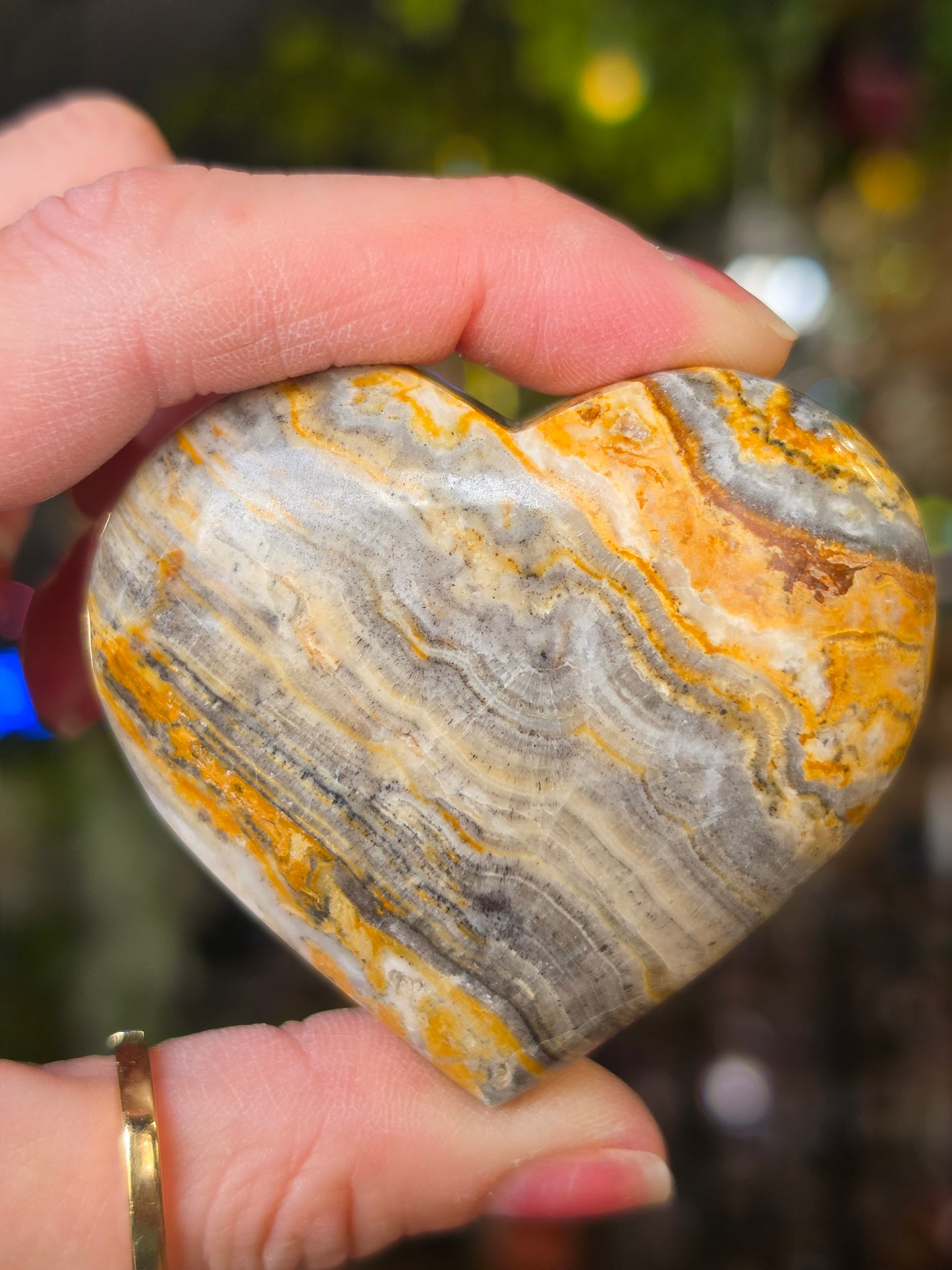 Bumble Bee Calcite Heart