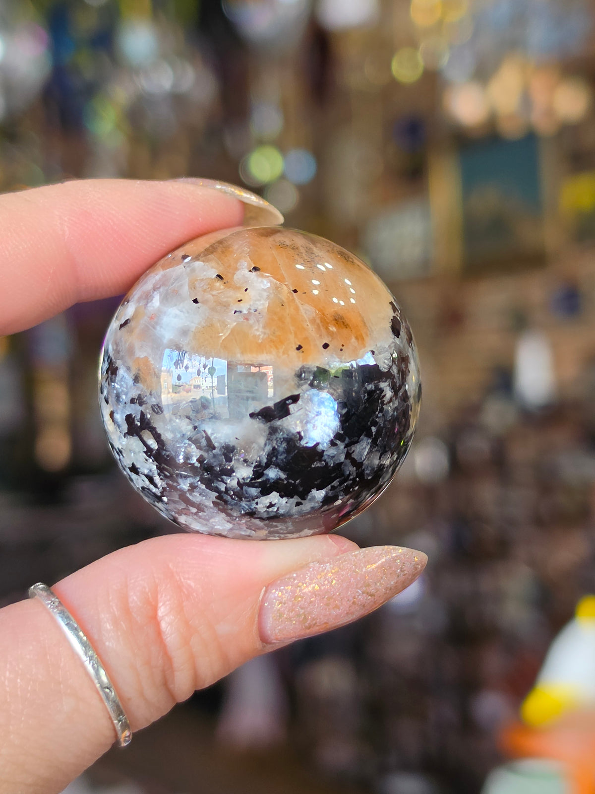 Larvikite and Sunstone Sphere