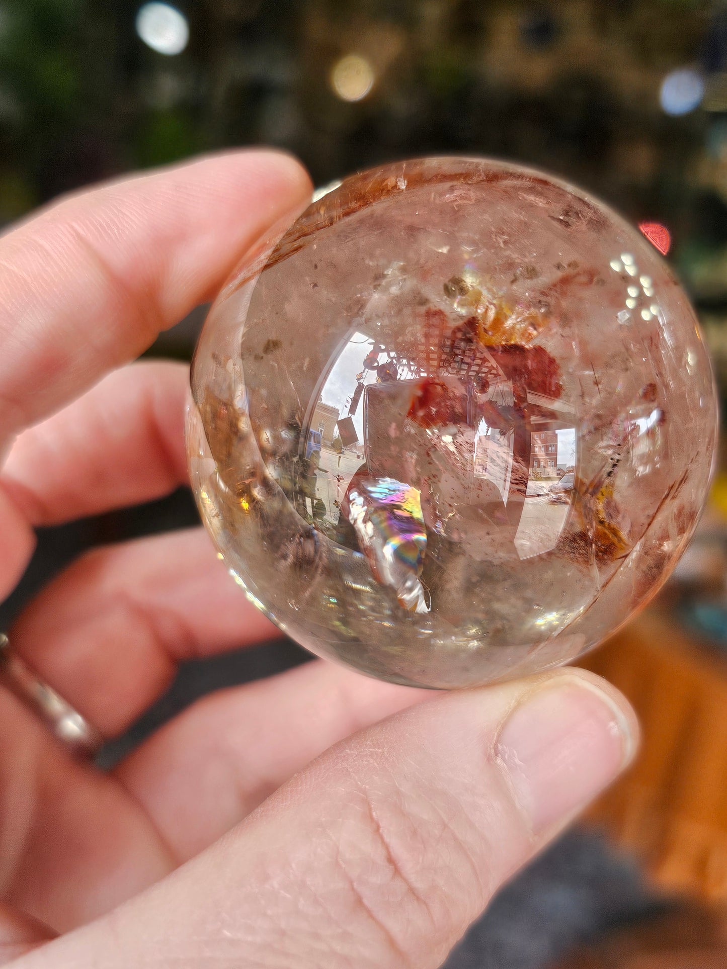 Iron Oxide and Hematite inclusions Quartz Sphere