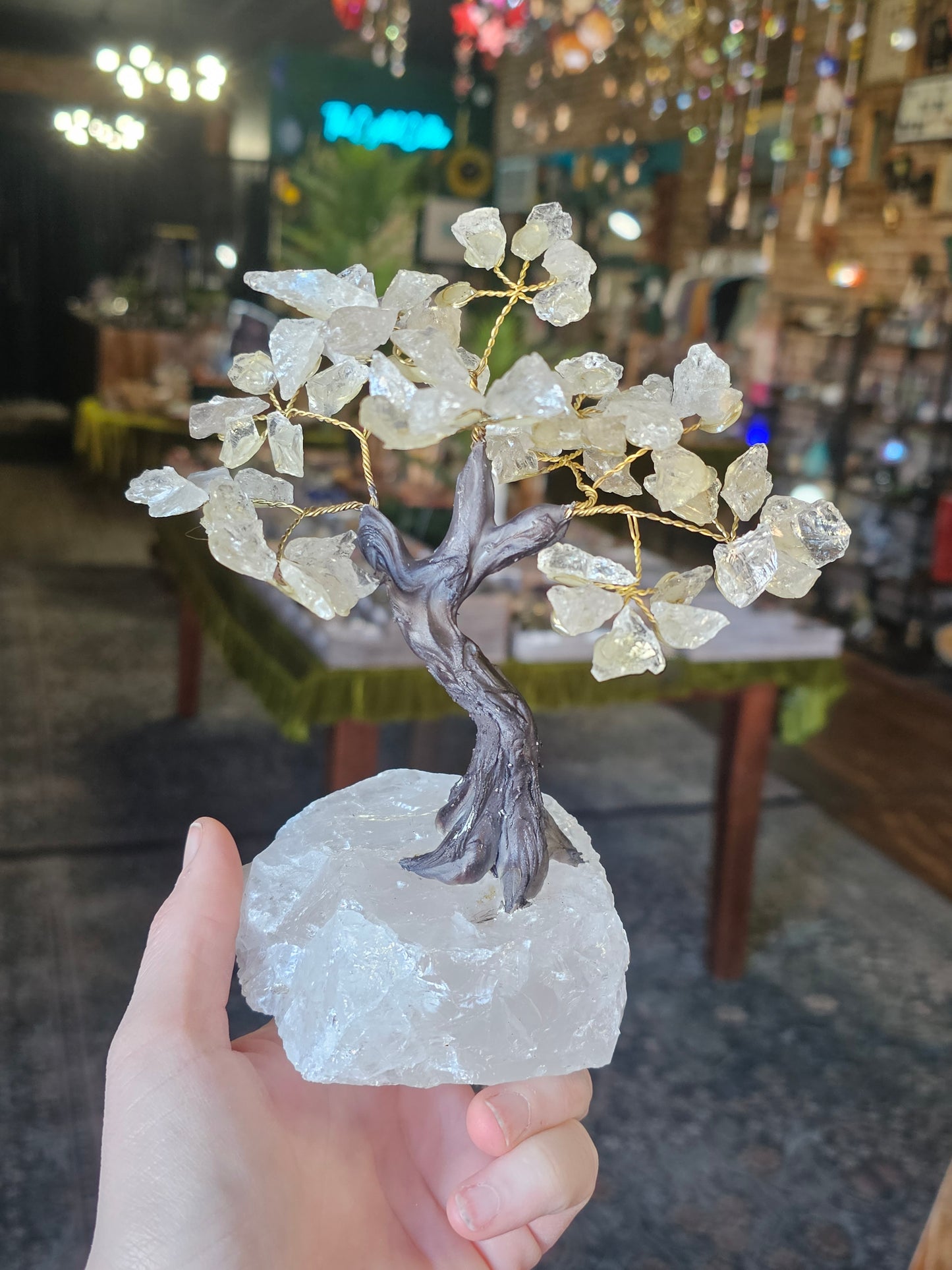 Clear Quartz Chip tree on Quartz Cluster
