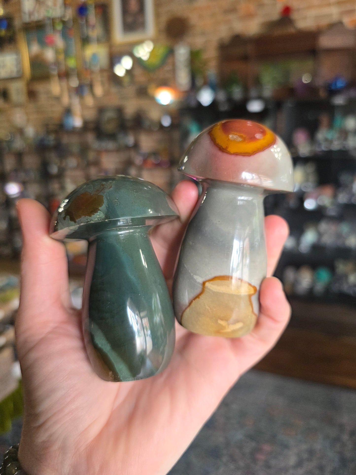 Polychrome Jasper Mushroom Carving