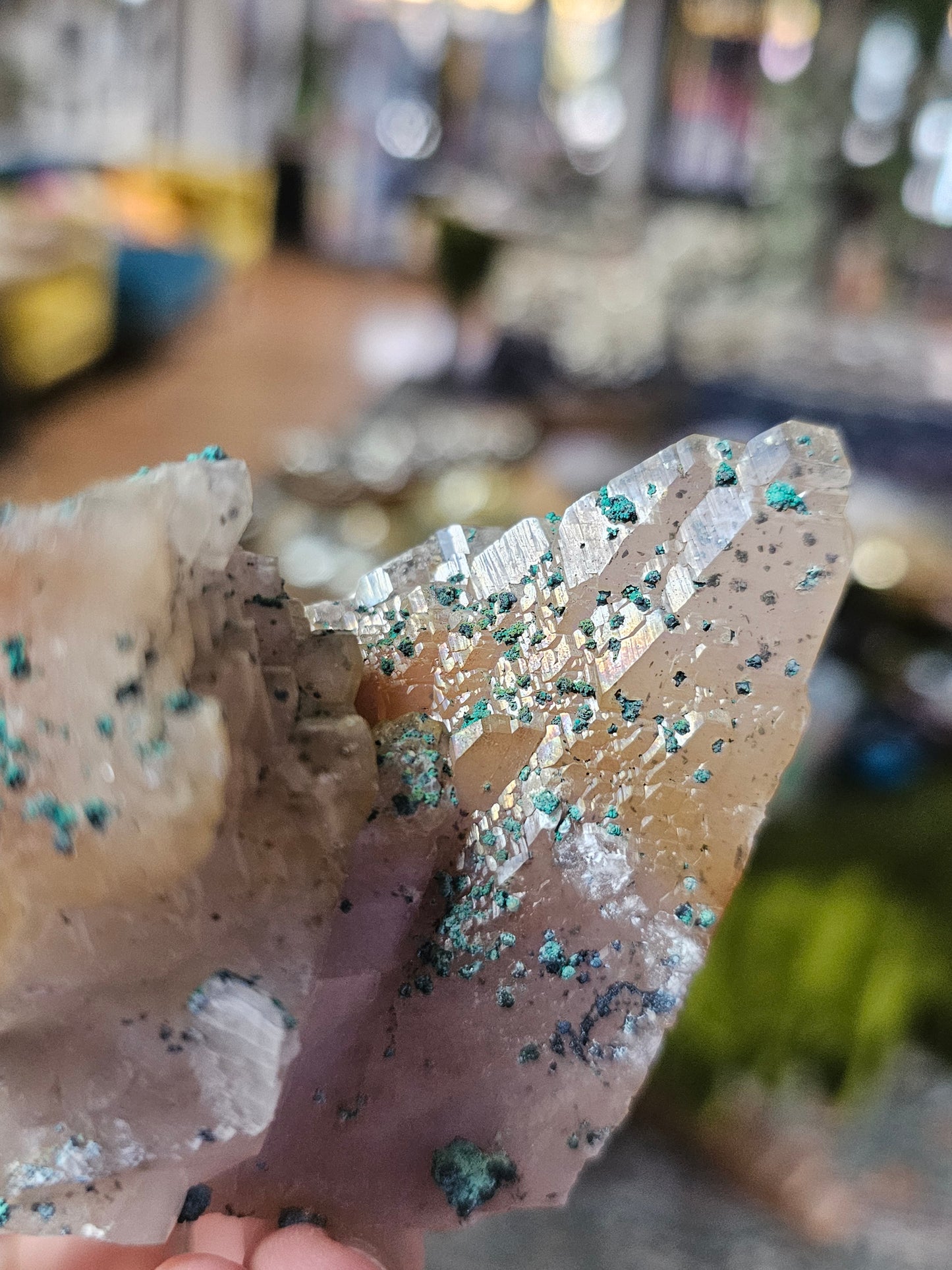 Malachite on Calcite