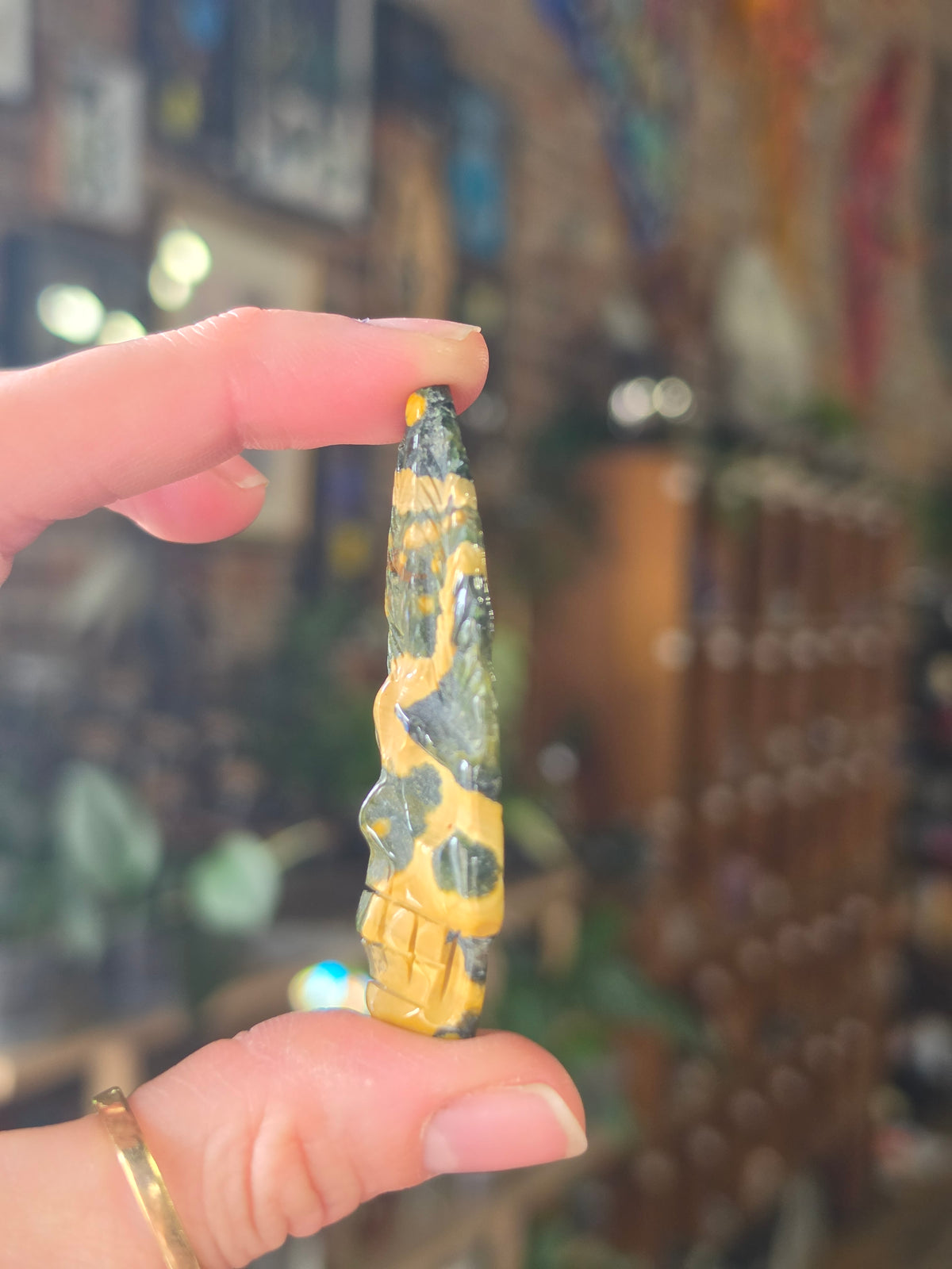 Ocean Jasper Skull Arrowhead Carving Cabochon