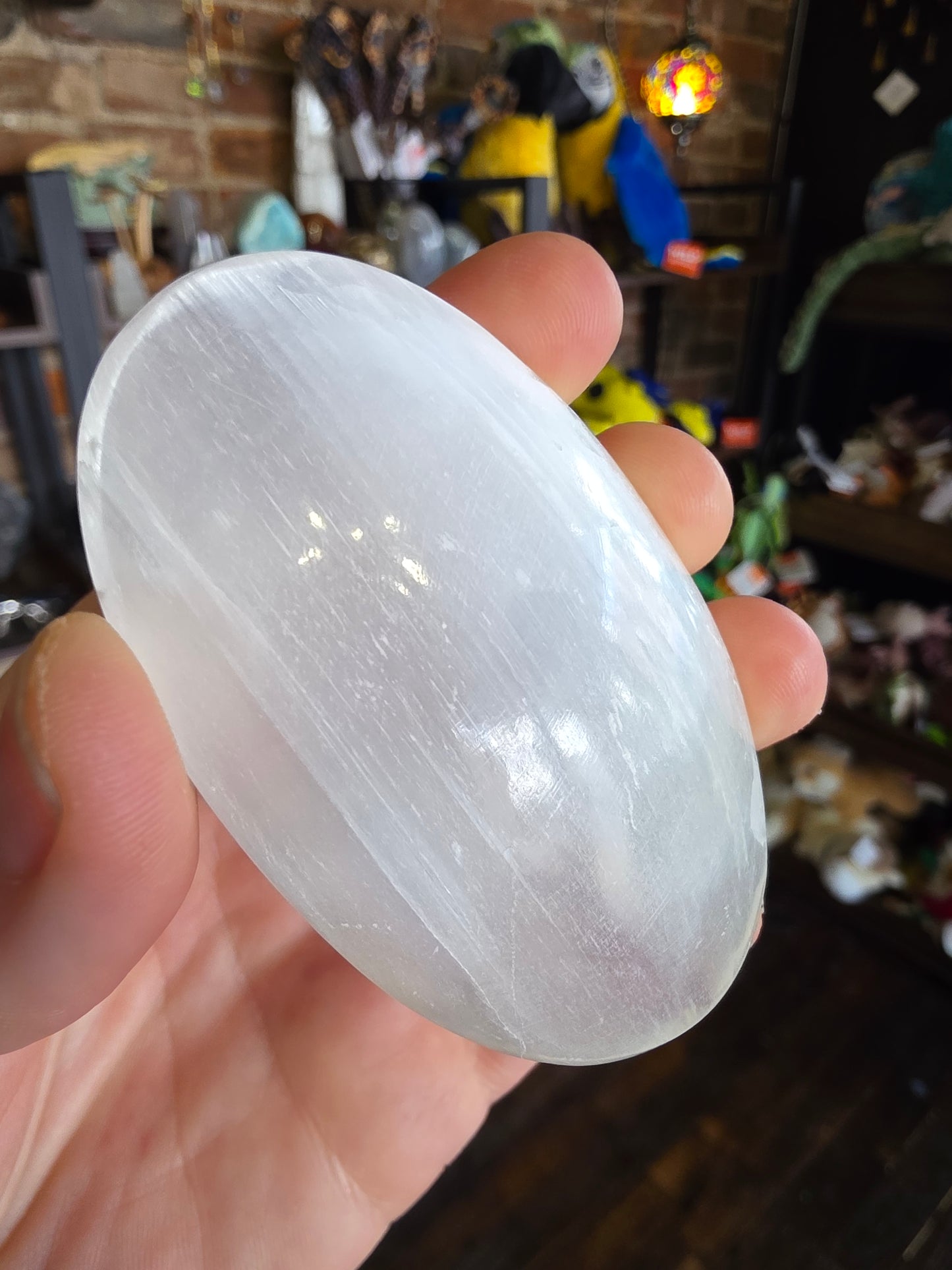 Satin Spar Palm Stone