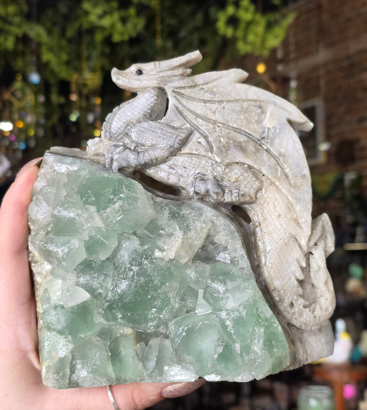 Fluorite Dragon Carving