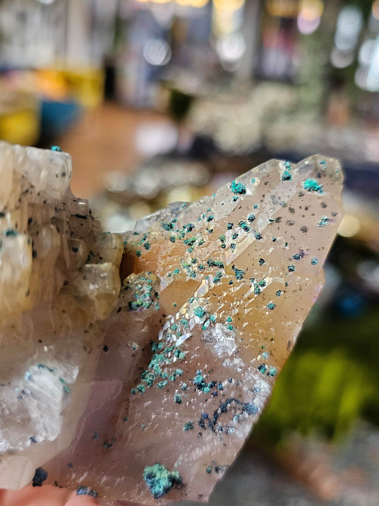 Malachite on Calcite