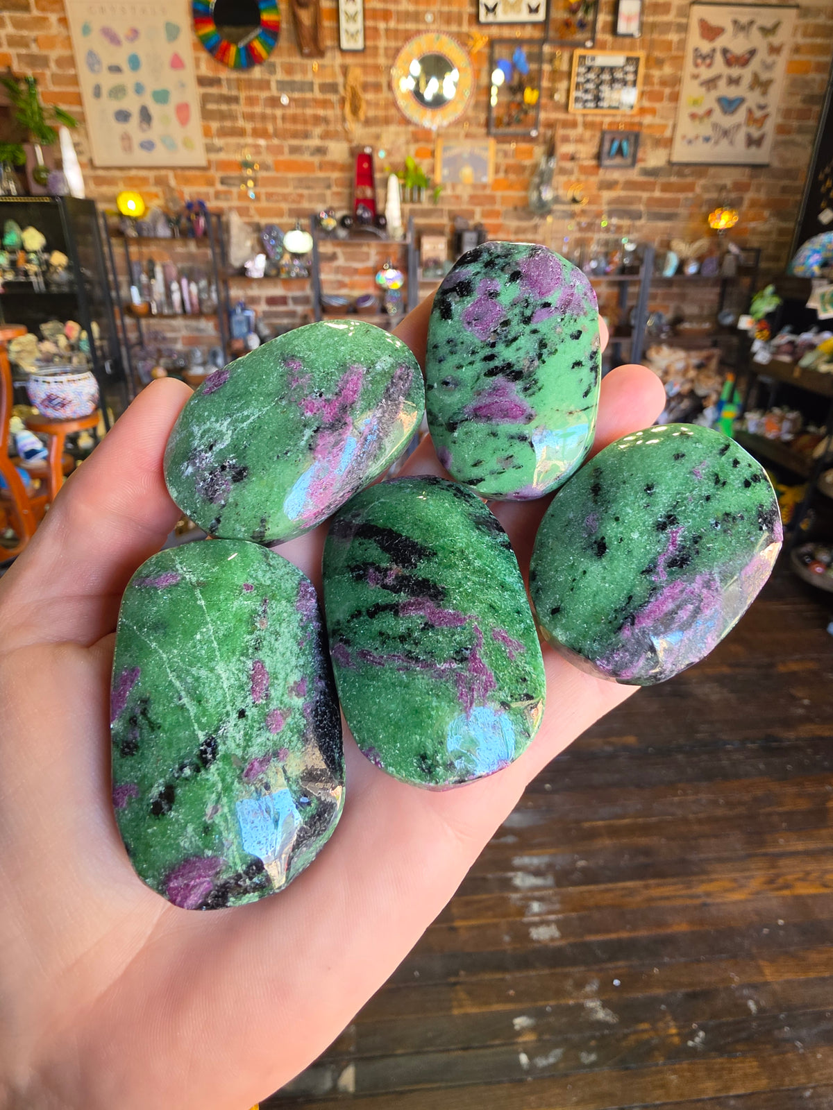Ruby in Zoisite Palm Stone
