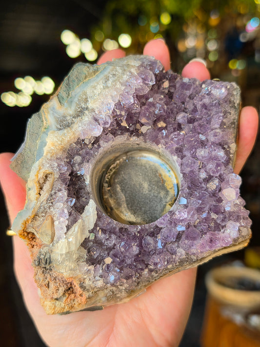 Amethyst Cluster Votive Holder