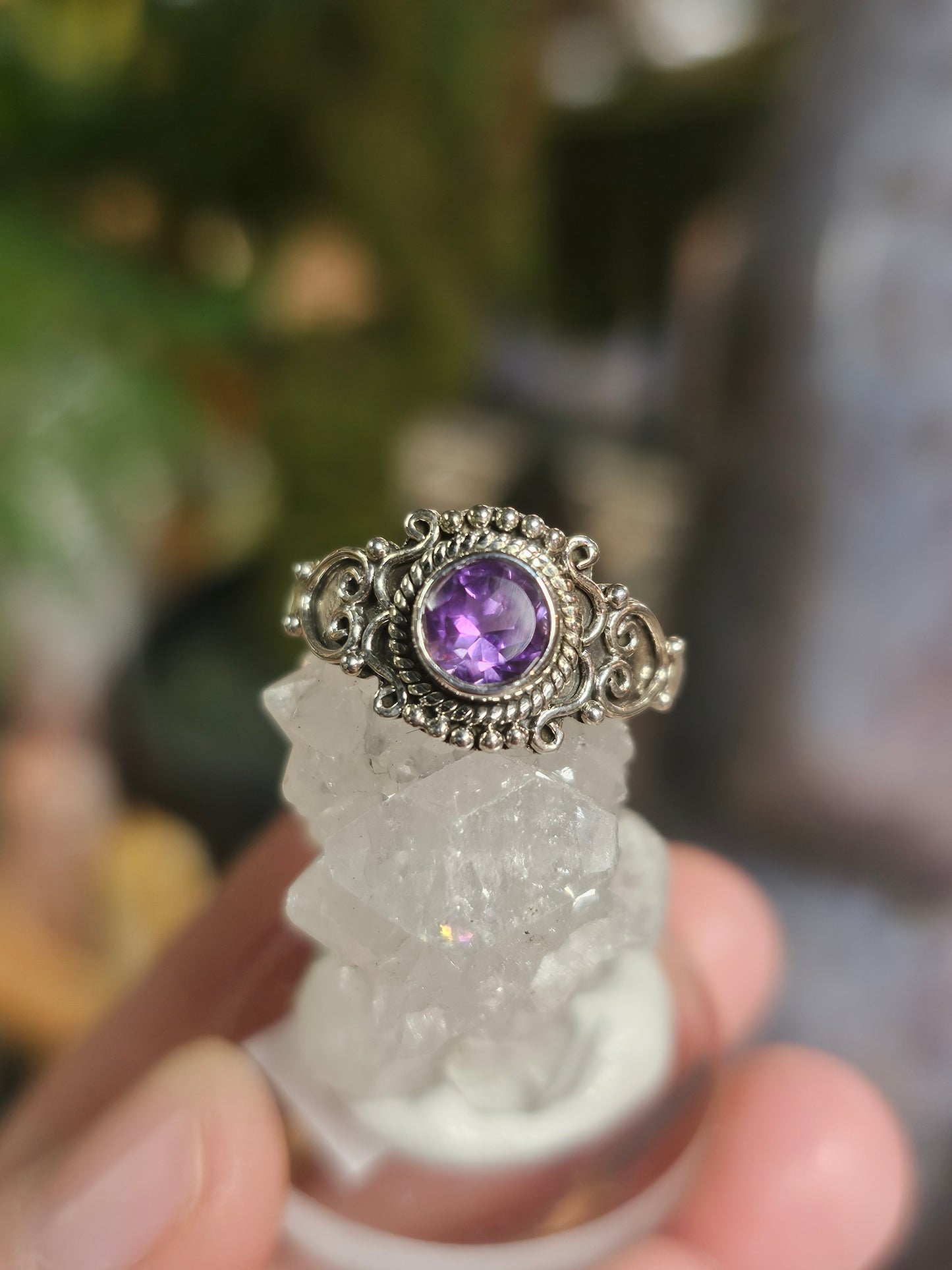 Size 7 Faceted Amethsyt Ring