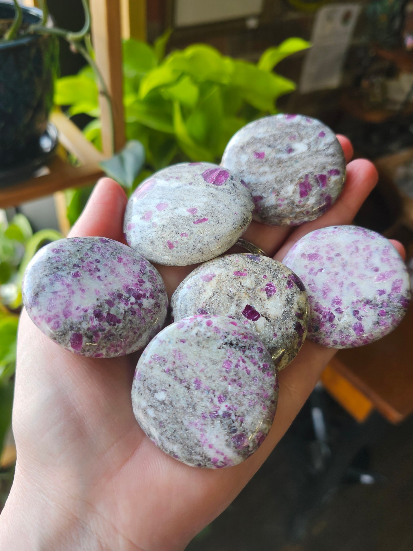 Ruby in Matrix Palm Stone