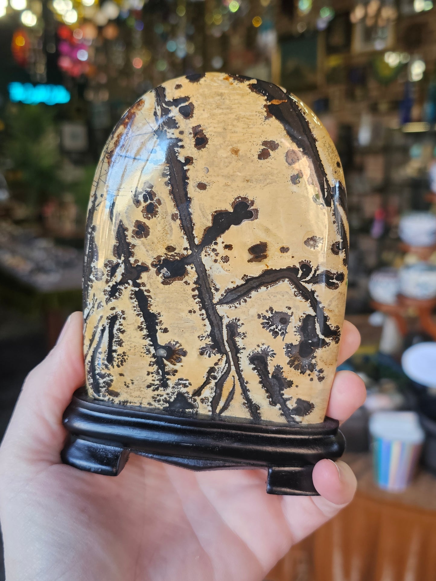 Dendritic Picture Jasper Freeform on stand