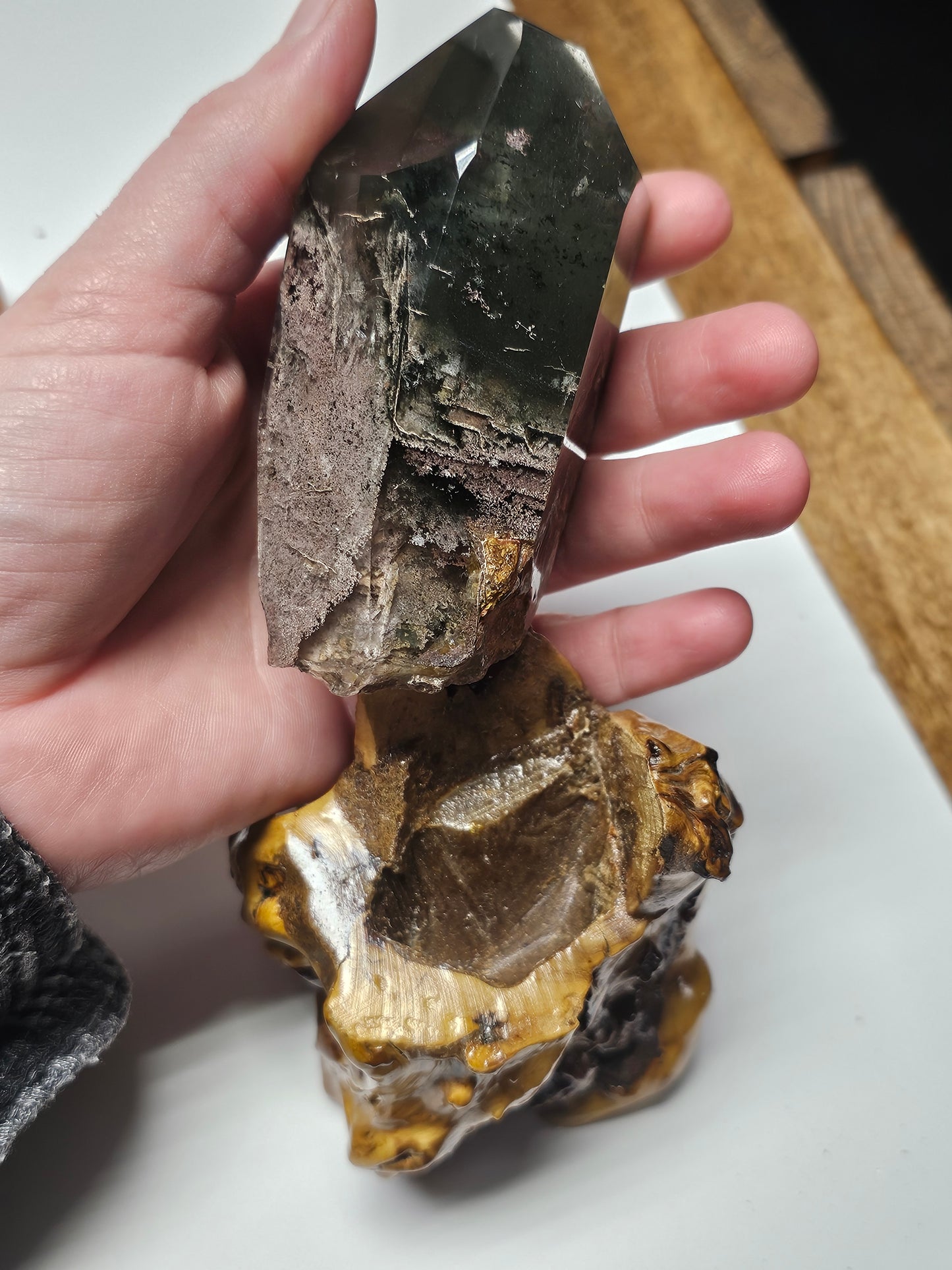 Garden Quartz on Custom Wood Base