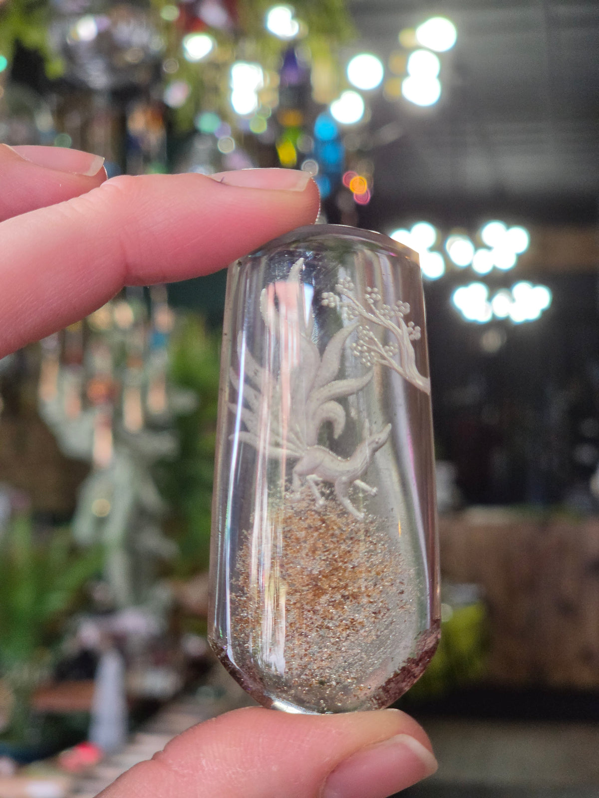 Nine Tail Fox Lazer Engraved Garden Quartz