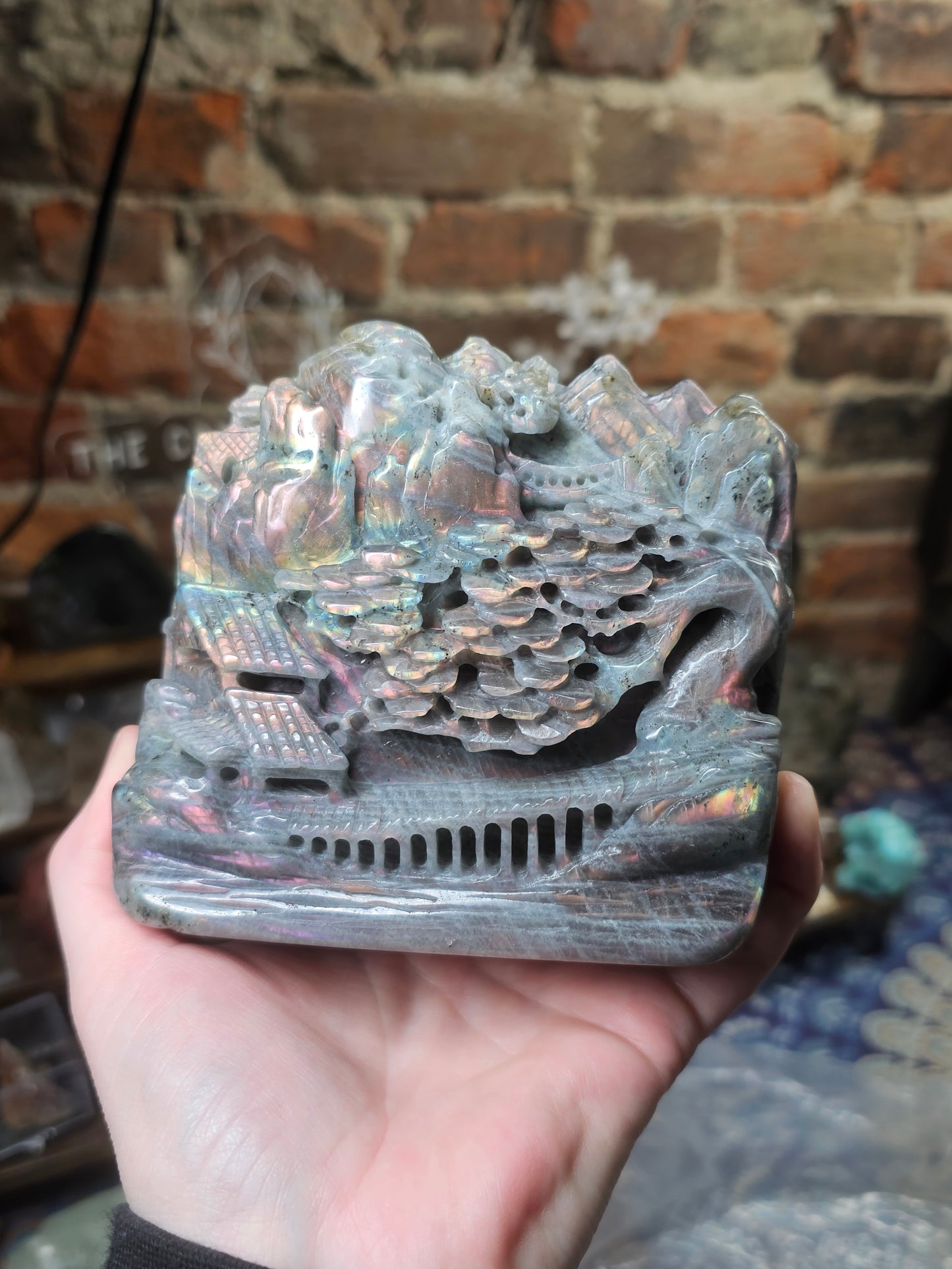 Labradorite Village Carving