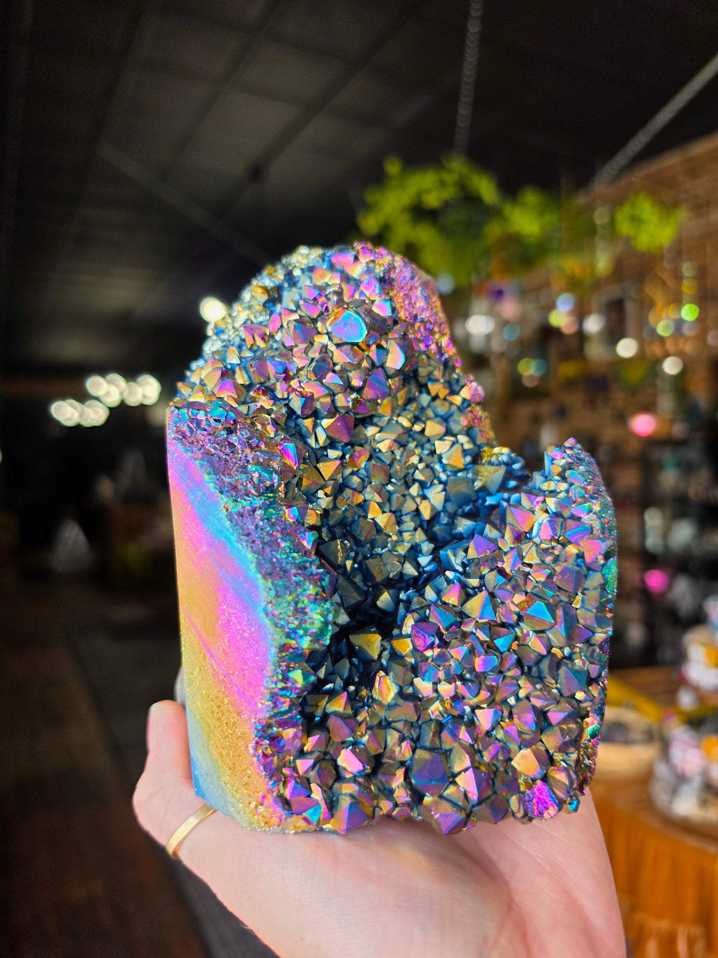 Treated Aura Quartz Cluster Freeform