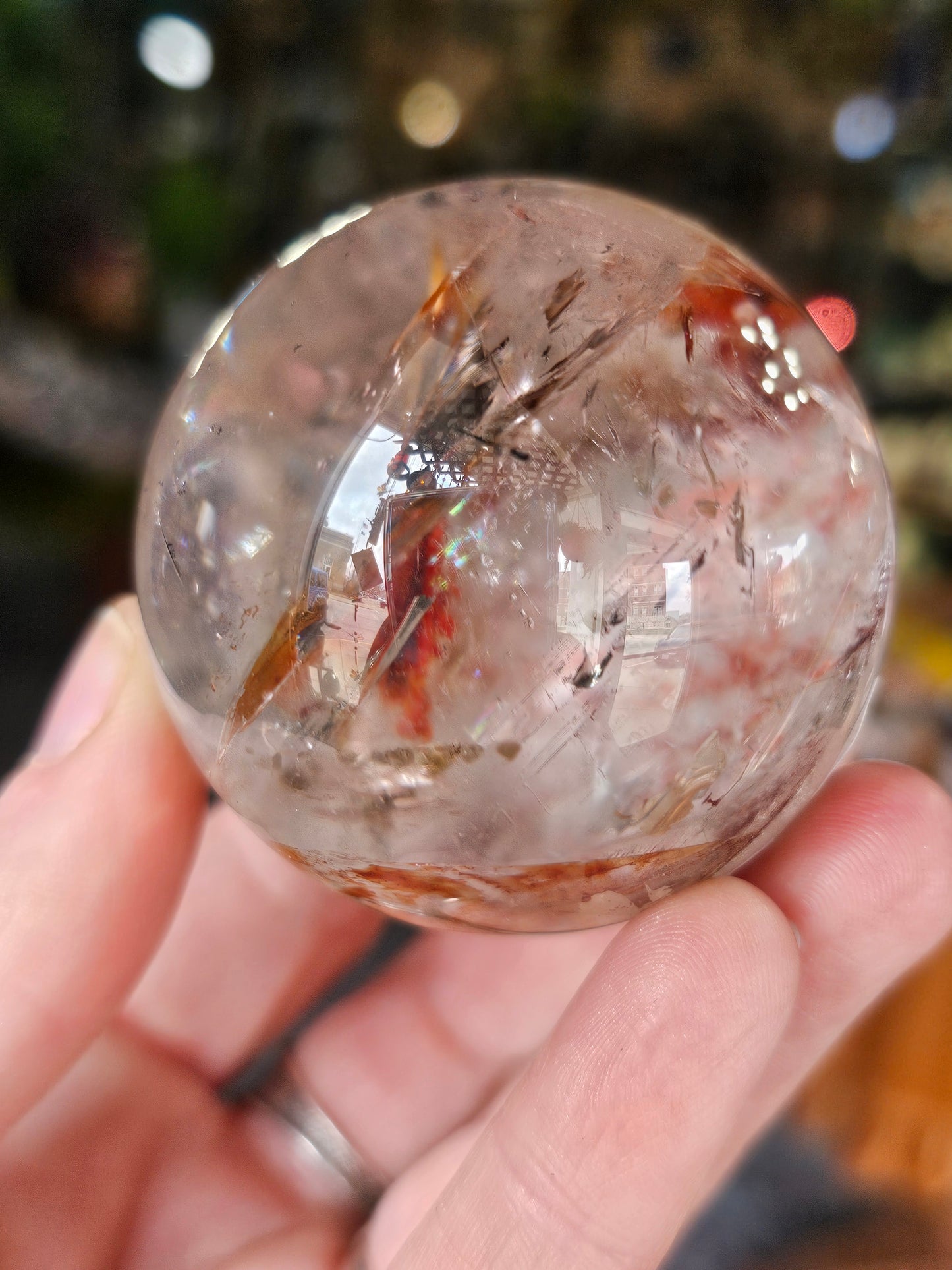 Iron Oxide and Hematite inclusions Quartz Sphere