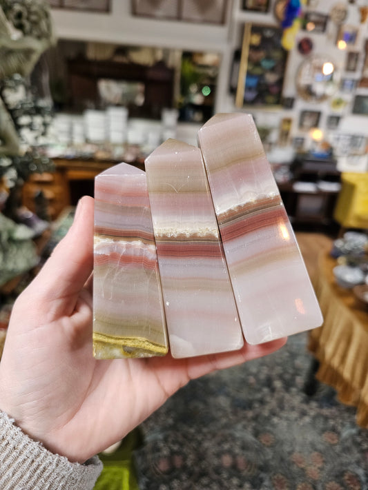 Pink Banded Calcite Tower