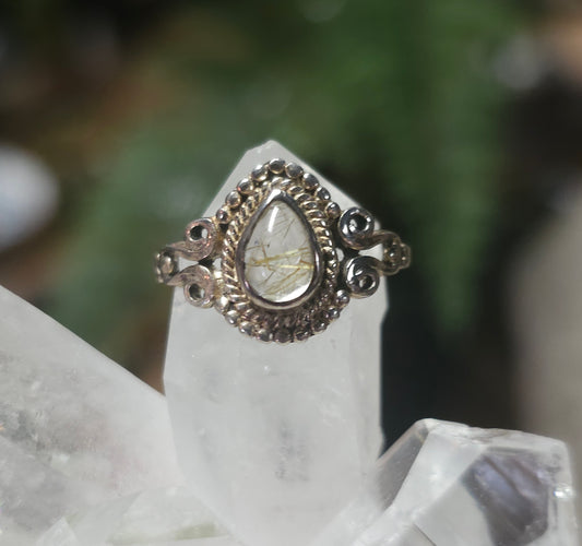 Size 5 Golden Rutile & Quartz Ring