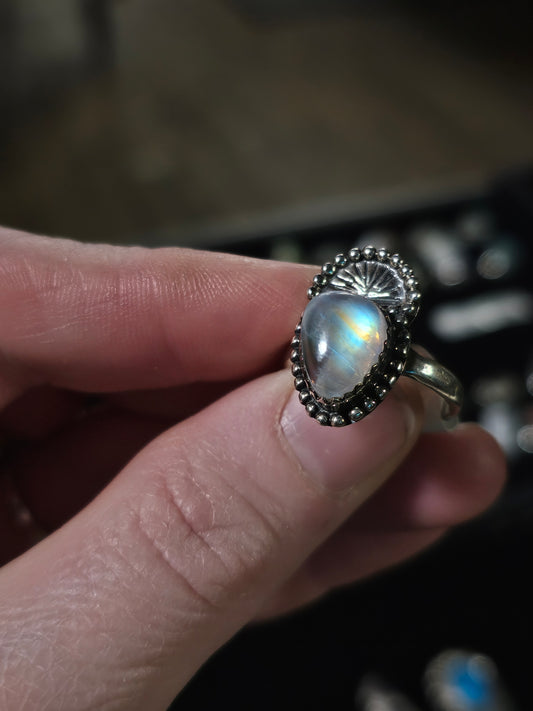 Size 7 Rainbow Moonstone Ring