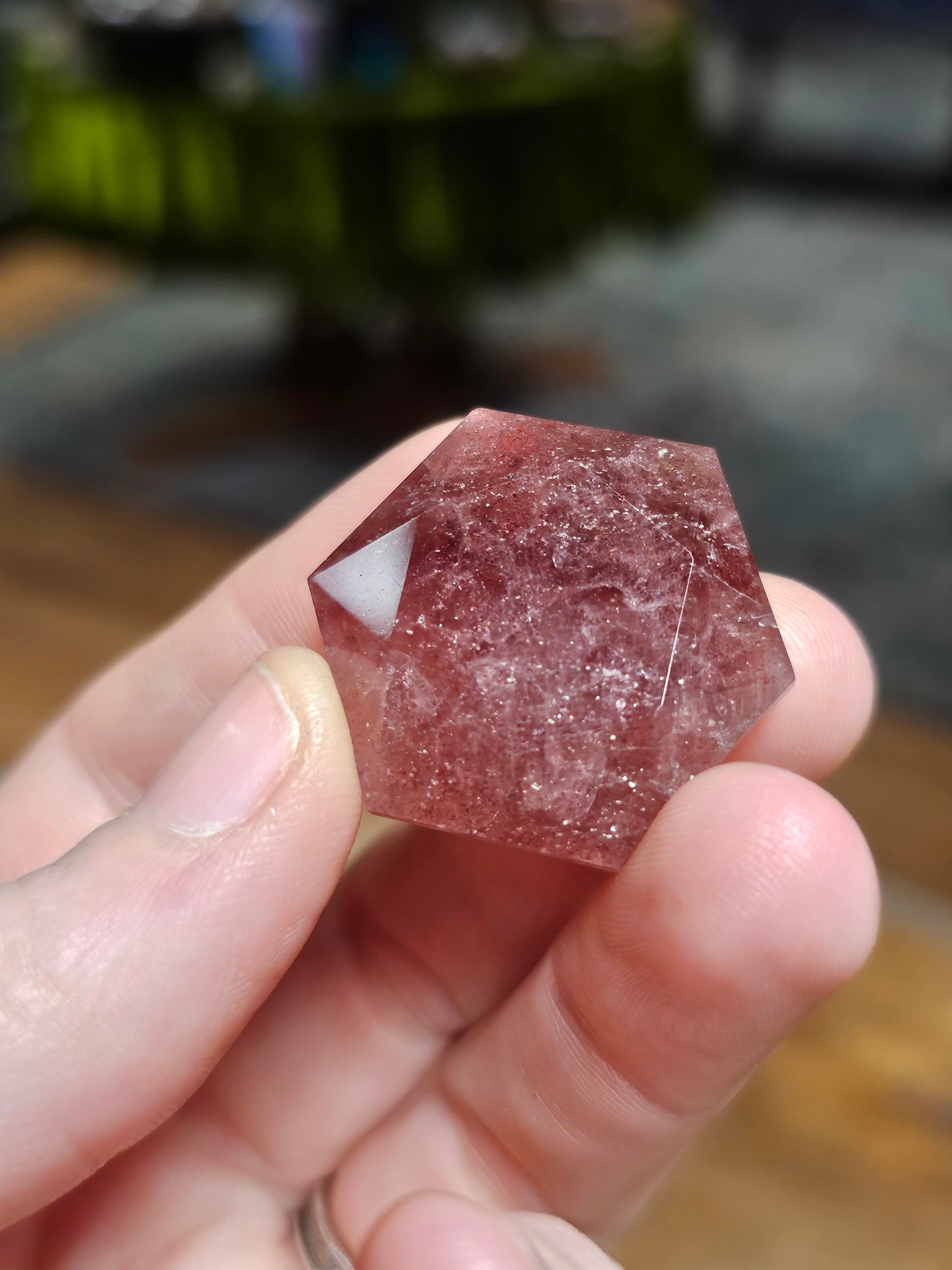 Strawberry Quartz Faceted Hexagon