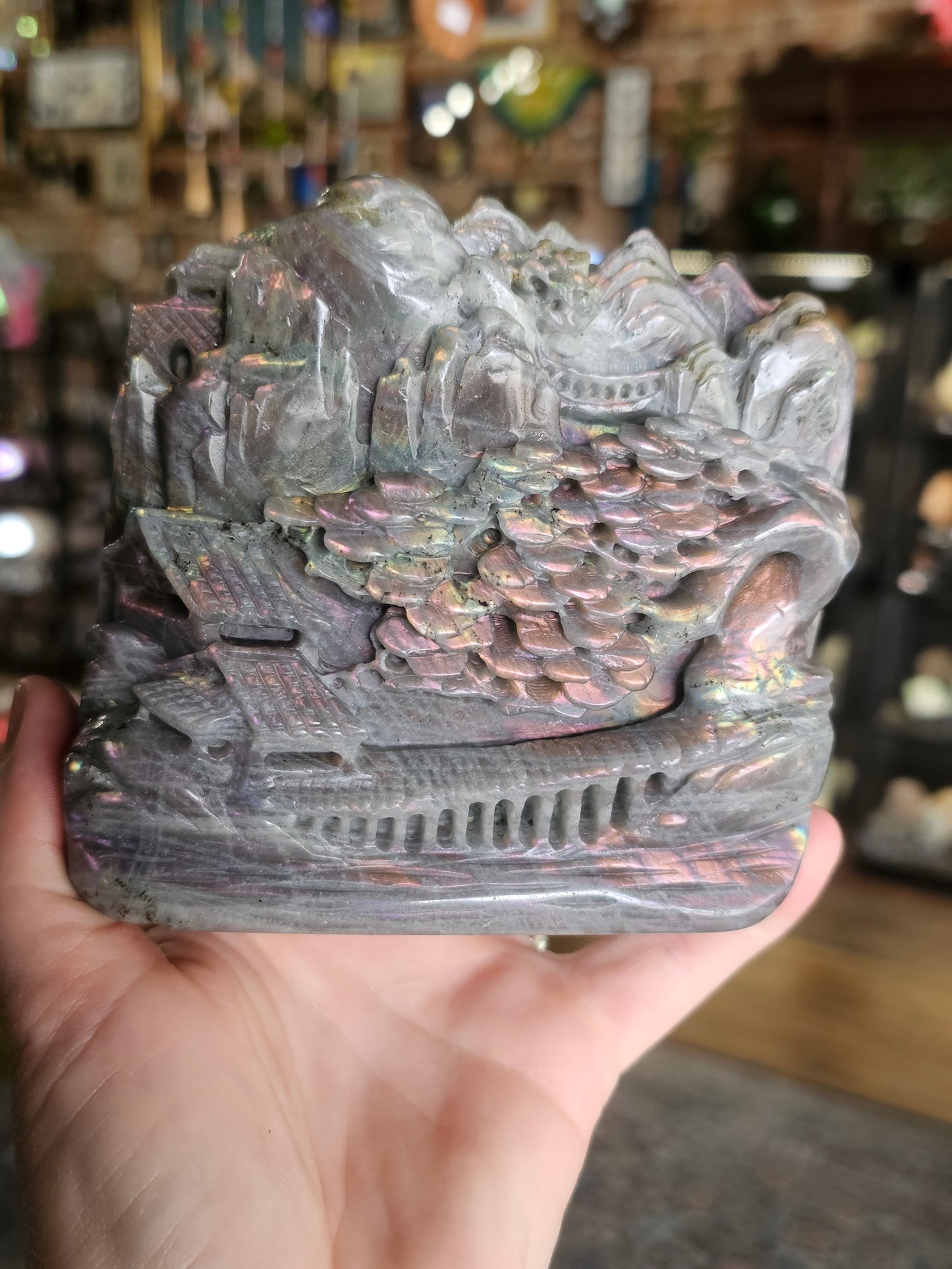 Labradorite Village Carving