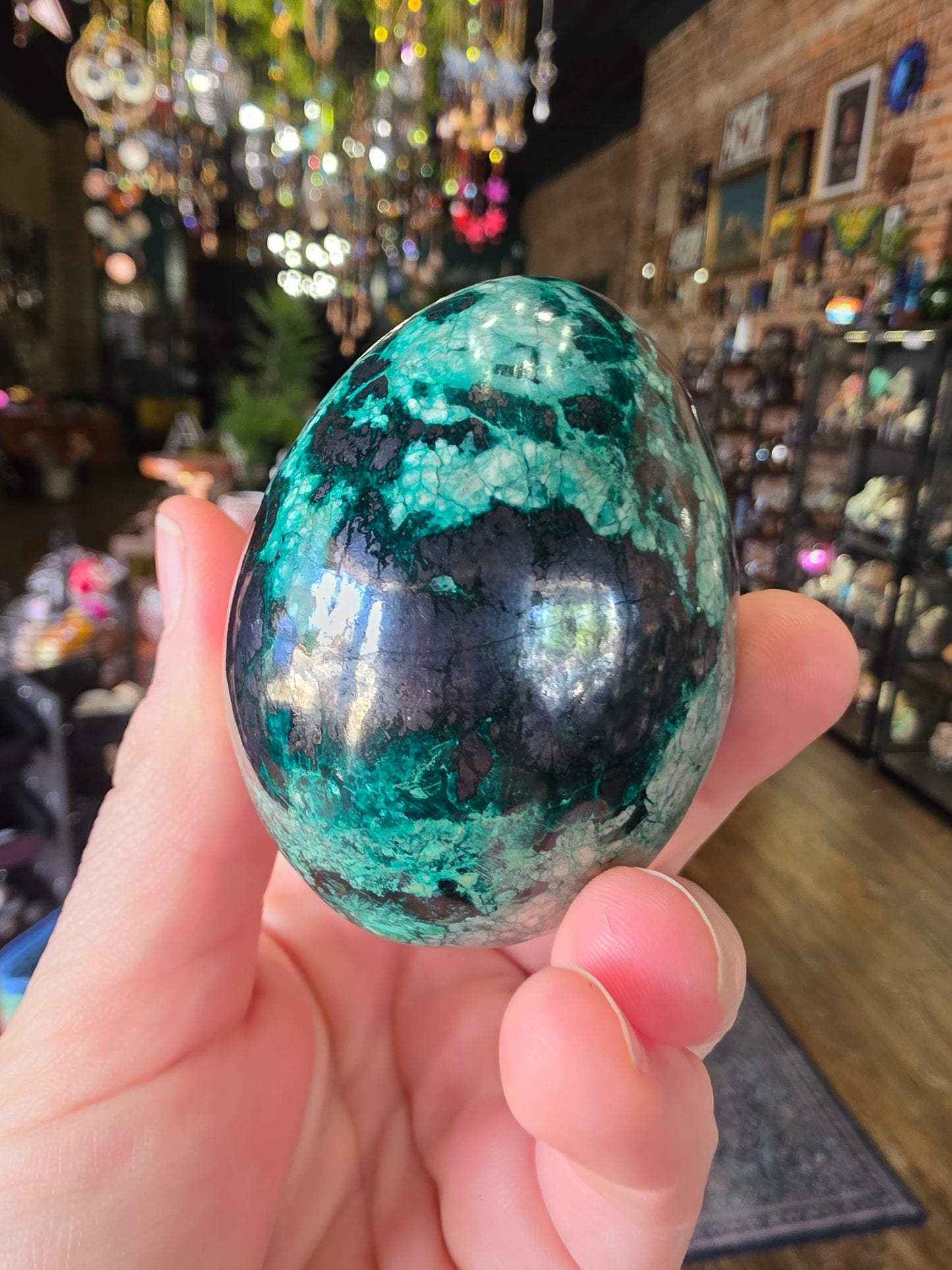 Chrysocolla and Hematite Egg