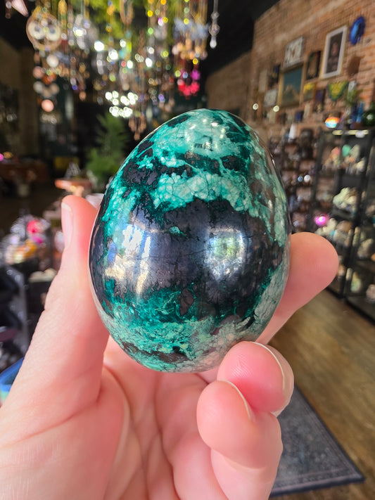 Chrysocolla and Hematite Egg
