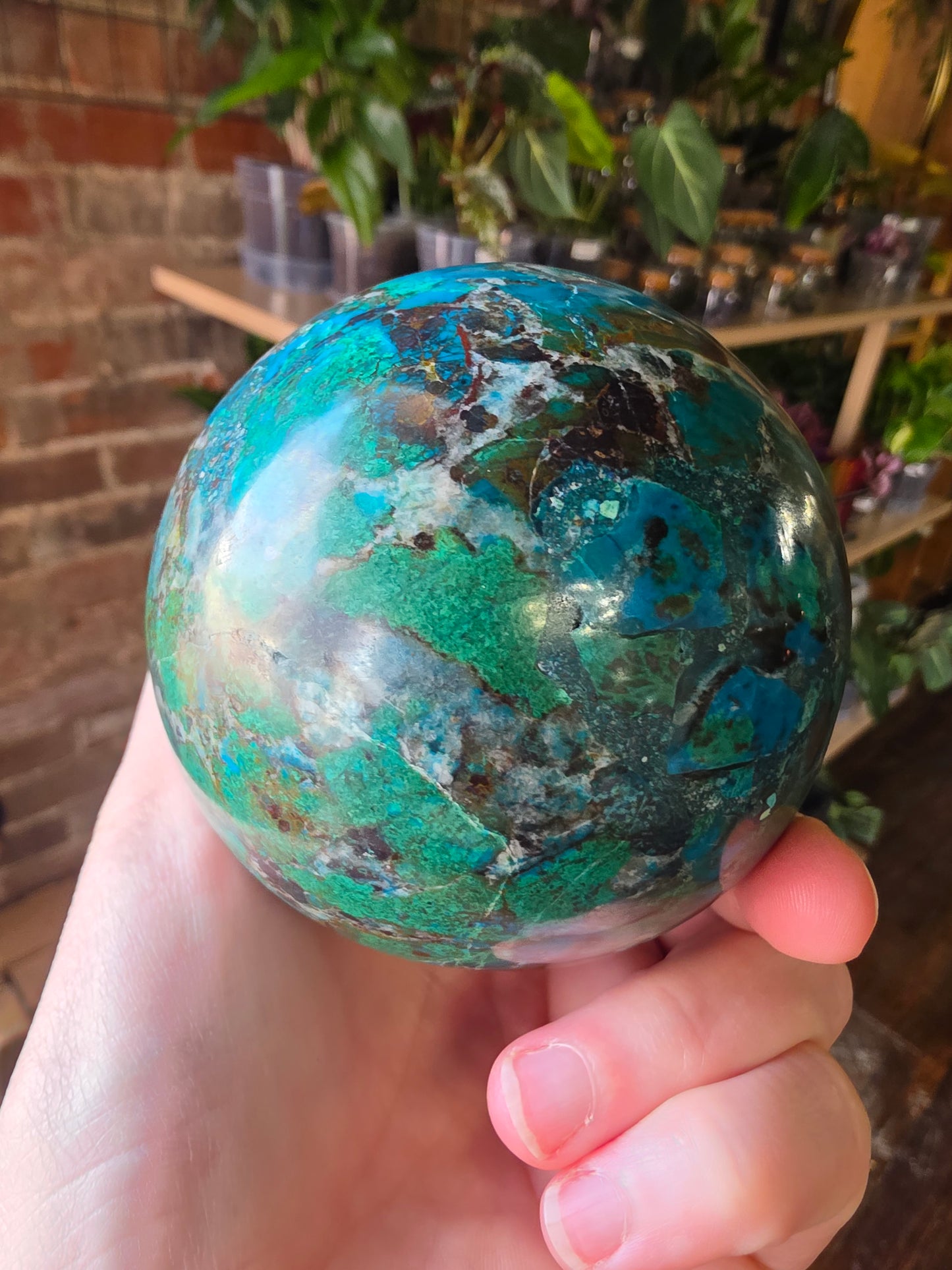 Chrysocolla and Malachite Sphere