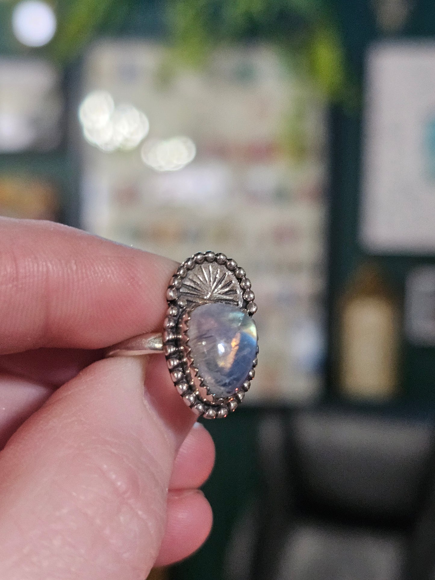 Size 6 Rainbow Moonstone Ring