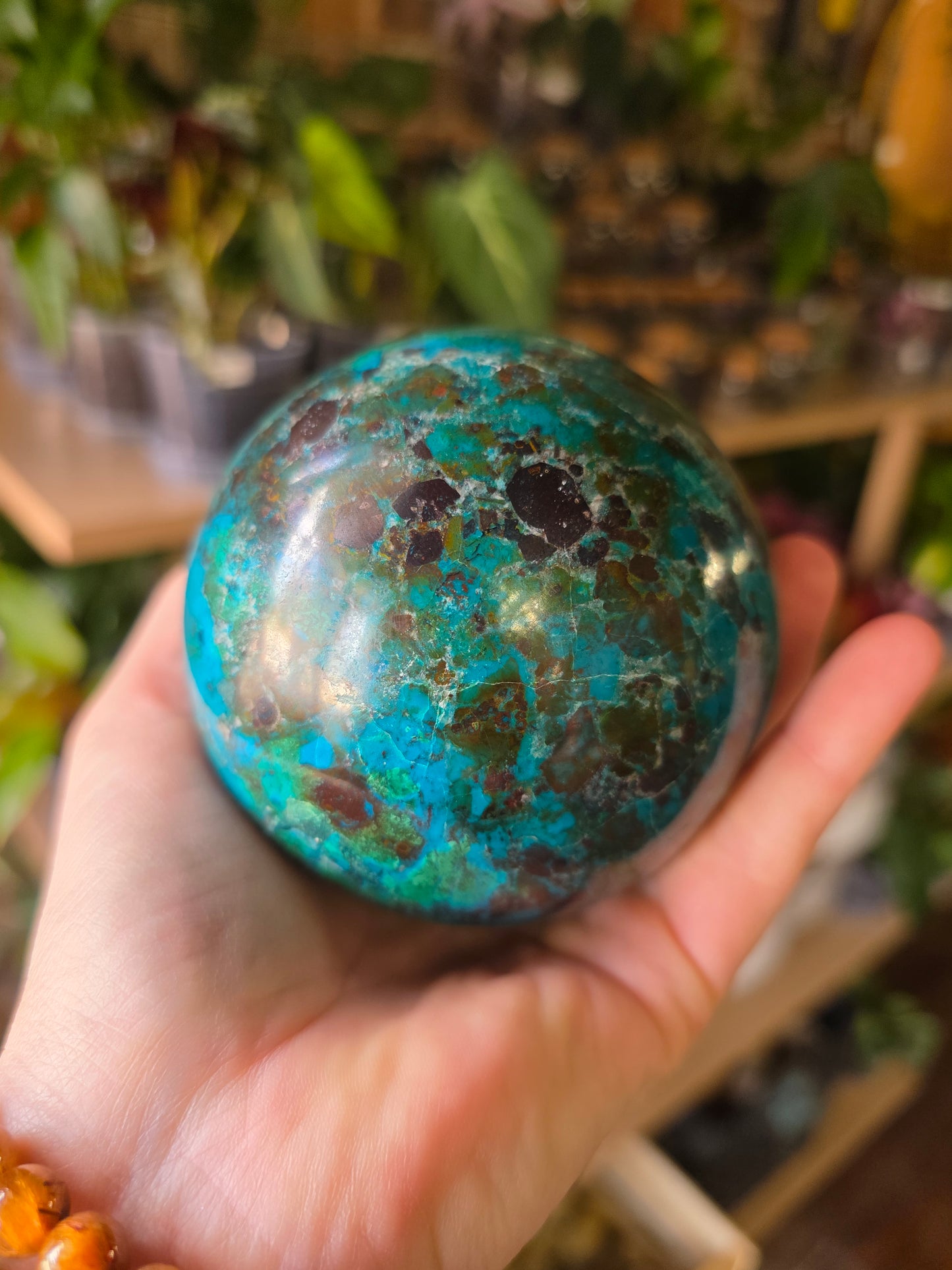 Chrysocolla and Malachite Sphere