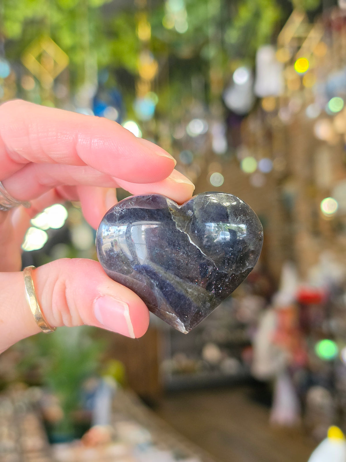 Sunstone Iolite Heart Carving